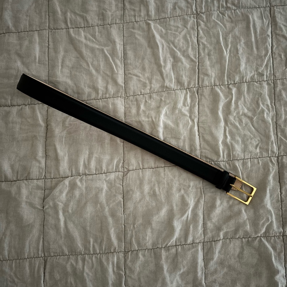 AUREUM No 5 Black and Gold Leather Belt